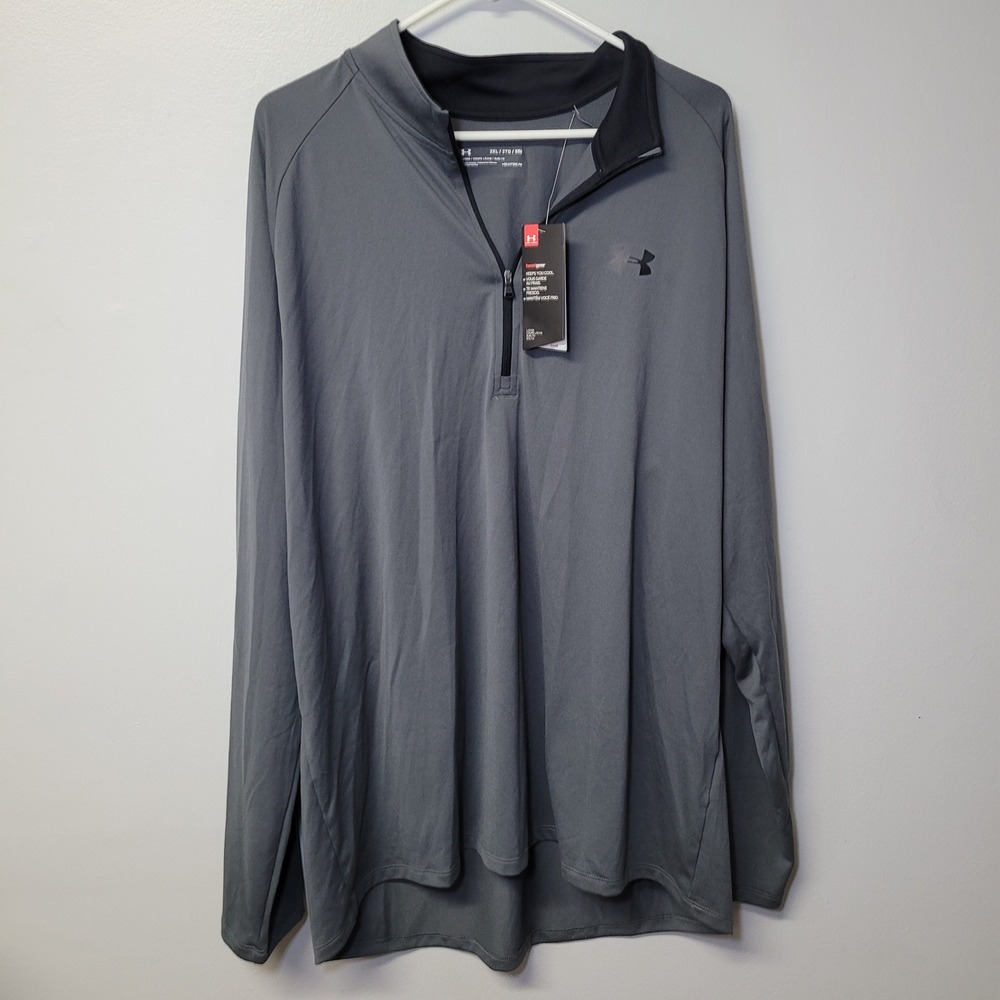 Under Armour Mens 2XL HeatGear Tech 2  Half Zip Pullover Gray New Tags